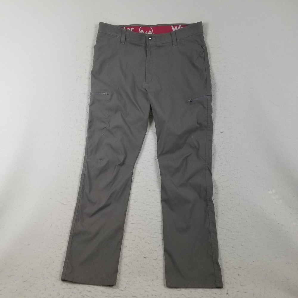 Wrangler Pants Mens 38x30 Gray Nylon Spandex Hiking Zip Pocket Outdoor Stretch